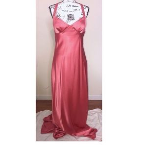 EUC Adrianna Papell Pink Salmon ruched back dress